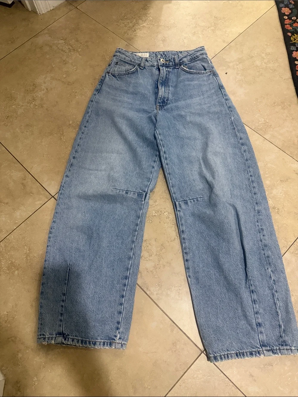 Zara Light Blue Wide-Leg High-Rise Jeans
